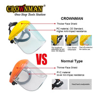 CROWNMAN CE Certified Safety Face Shield – 14" Clear PC Lens with Aluminum Binding