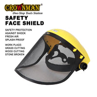 CROWNMAN Safety Face Shield – 14" Splashproof Iron Mesh Industrial Headgear
