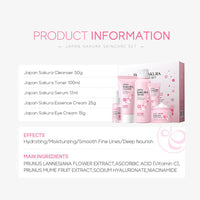 Facial Skin Care Set Skin Cleaning Sakura Skincare Set For Women Girls With Cleanser Toner Face Serum Cream Eye Cream
