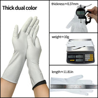 Dual-Layer Nitrile Gloves – 12" Black & White 6.7mil Food-Grade Long Cuff 50pcs/Box S–XL