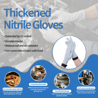Dual-Layer Nitrile Gloves – 12" Black & White 6.7mil Food-Grade Long Cuff 50pcs/Box S–XL