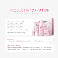 Sakura skin care sets with cleanser, serum, eye cream, facial cream, beauty products for women, travel skin care kit