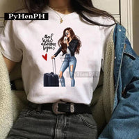 Fashion Girl T Shirt A Stylish European and American Style Printed T-shirt Is A Great Summer Casual Friend for Women