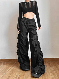 Fashion Trend Personalized Self-Confidence Avant-Garde Cool All-Match Casual Loose Girl High Waist Wide Leg Lantern Pants
