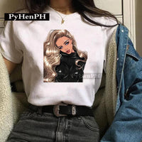 Fashion Girl T Shirt A Stylish European and American Style Printed T-shirt Is A Great Summer Casual Friend for Women