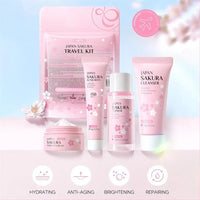 Sakura skin care sets with cleanser, serum, eye cream, facial cream, beauty products for women, travel skin care kit