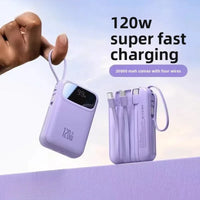 120W Fast Charging Power Bank – 10000/20000mAh with Built-in Cable