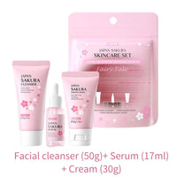Sakura skin care sets with cleanser, serum, eye cream, facial cream, beauty products for women, travel skin care kit