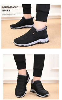 Men's Chunky Ankle Boots – Warm Cotton Slip-On Winter Shoes