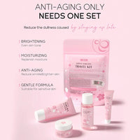 Sakura skin care sets with cleanser, serum, eye cream, facial cream, beauty products for women, travel skin care kit