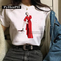 Fashion Girl T Shirt A Stylish European and American Style Printed T-shirt Is A Great Summer Casual Friend for Women