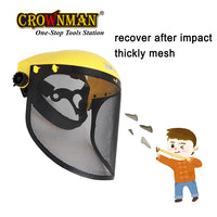 CROWNMAN Safety Face Shield – 14" Splashproof Iron Mesh Industrial Headgear
