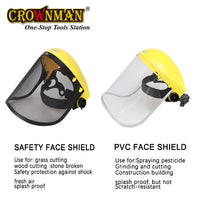 CROWNMAN Safety Face Shield – 14" Splashproof Iron Mesh Industrial Headgear