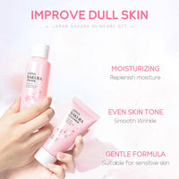 Facial Skin Care Set Skin Cleaning Sakura Skincare Set For Women Girls With Cleanser Toner Face Serum Cream Eye Cream