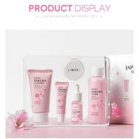Facial Skin Care Set Skin Cleaning Sakura Skincare Set For Women Girls With Cleanser Toner Face Serum Cream Eye Cream
