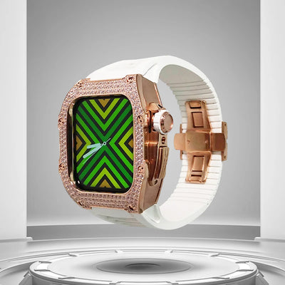 Luxury Zircon Diamond Apple Watch Case – Scratch-Resistant Stainless Steel Frame for Series 7 & 8 (44/45mm)