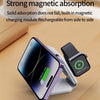 3-in-1 15W Magnetic Wireless Charger Stand Fast Charging for  Base with Folding Feature for Iwatch and for Airpods