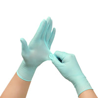 Disposable Nitrile Gloves – 9" Aqua Green 5.2mil Powder-Free Latex-Free 100pcs/Box XS–XL