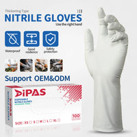 Dual-Layer Nitrile Gloves – 12" Black & White 6.7mil Food-Grade Long Cuff 50pcs/Box S–XL