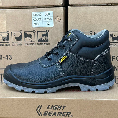 LIGHT BEARER 368 Genuine Leather Safety Boots – Anti-Static Steel Toe Work Shoes EUR 36–47