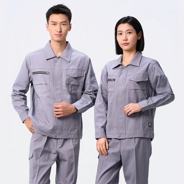 SunPPE A513 100% Cotton Work Uniform Set – Knee-Length Construction Workwear S–5XL