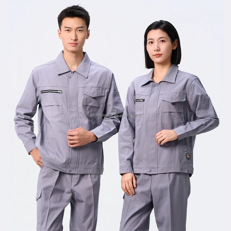 SunPPE A513 100% Cotton Work Uniform Set – Knee-Length Construction Workwear S–5XL