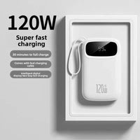 120W Fast Charging Power Bank – 10000/20000mAh with Built-in Cable