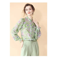 Fashion for Women Spring and Autumn New Korean Floral Tops French Fungus Collar Outer Shirts