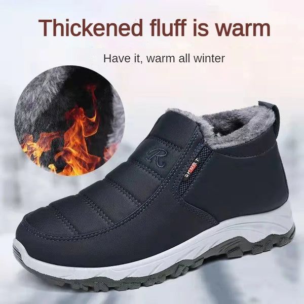 Men's Chunky Ankle Boots – Warm Cotton Slip-On Winter Shoes