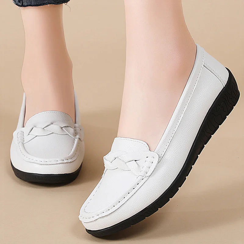 Women's Woven Loafers – Elegant Slip-On Flat Shoes