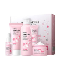 Sakura skin care sets with cleanser, serum, eye cream, facial cream, beauty products for women, travel skin care kit
