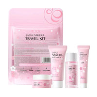 Sakura skin care sets with cleanser, serum, eye cream, facial cream, beauty products for women, travel skin care kit