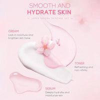 Sakura skin care sets with cleanser, serum, eye cream, facial cream, beauty products for women, travel skin care kit