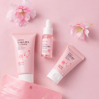 Sakura skin care sets with cleanser, serum, eye cream, facial cream, beauty products for women, travel skin care kit