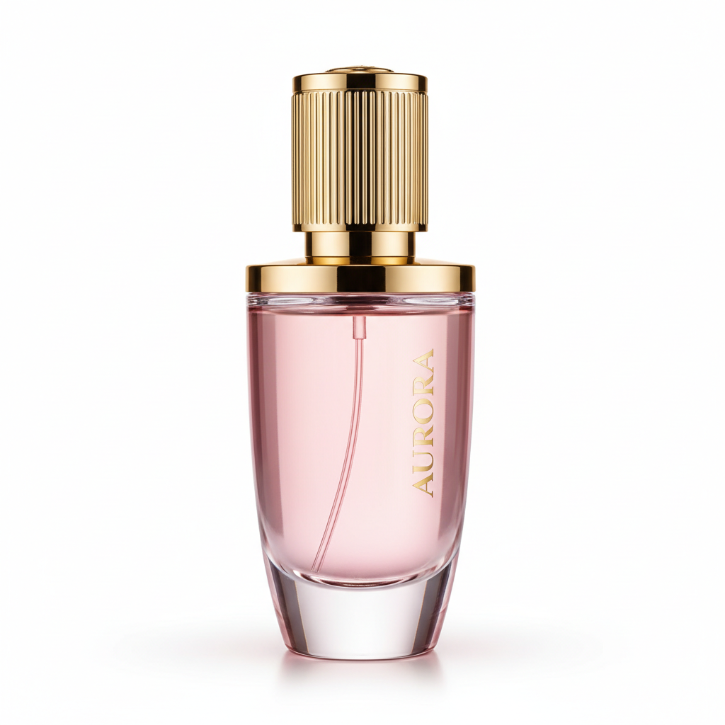 Elegant perfume bottle with gold cap